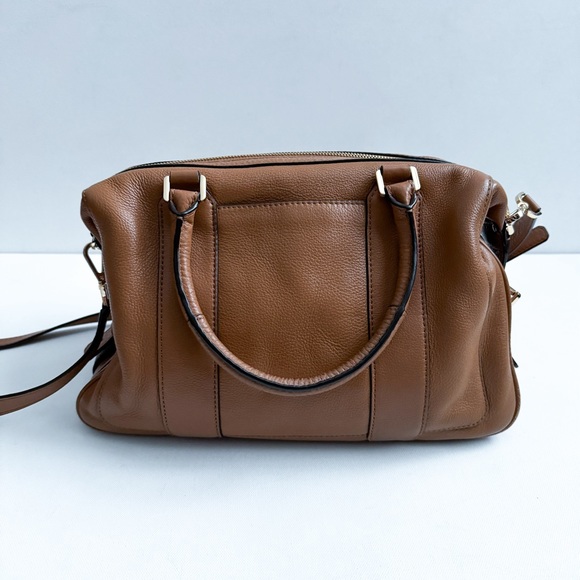 Michael Kors Julia Satchel Brown Pebbled Leather Crossbody Zip Up Bag - Picture 4 of 11